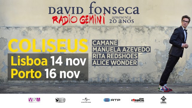 David Fonseca - RADIO GEMINI - concertos - 20 ANOS - Coliseus