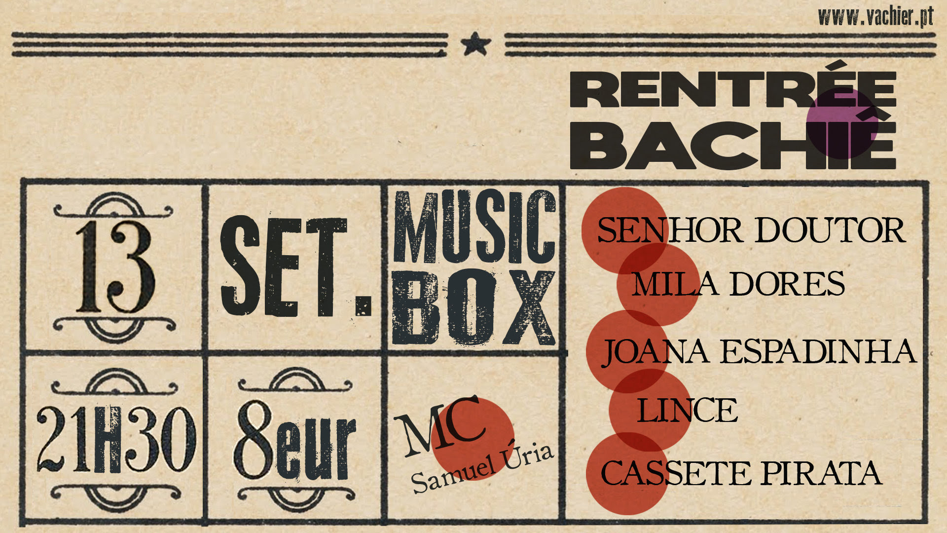 Cartaz Rentrée Bachiê no Musicbox Lisboa